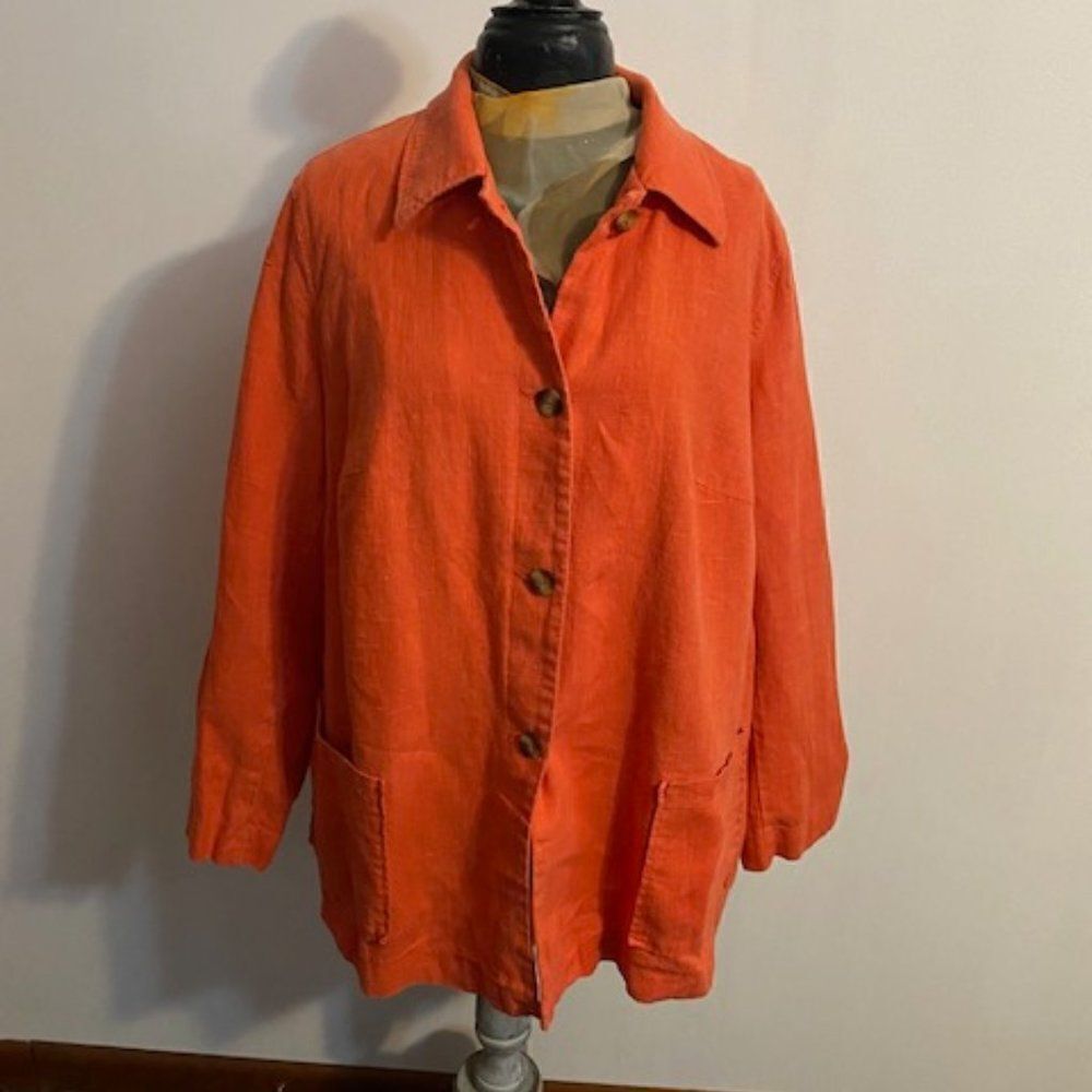 Harve Bernard Orange Linen Blazer, Size 18wt